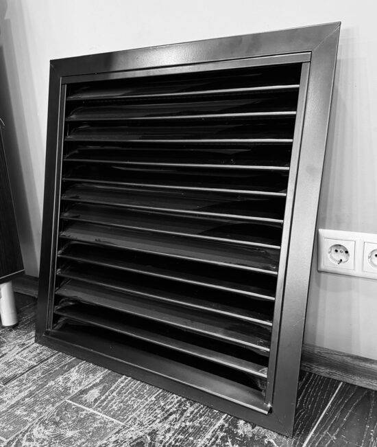 Facade Ventilation Grille 600x600 mm, Galvanized, Black RAL Powder-Coated, with Insect Screen